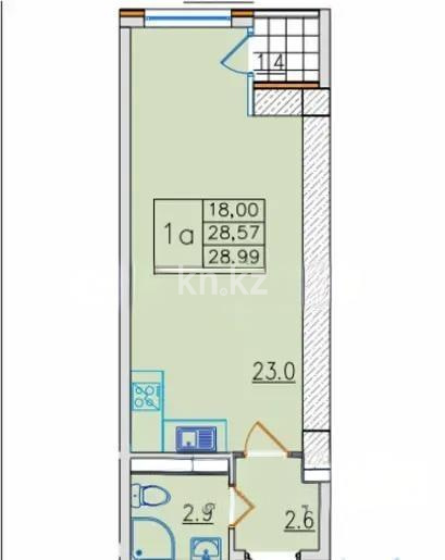 Продажа 1-комнатной квартиры, 28.87 м², ул. Ауэзова, дом  2/8 в Алматы