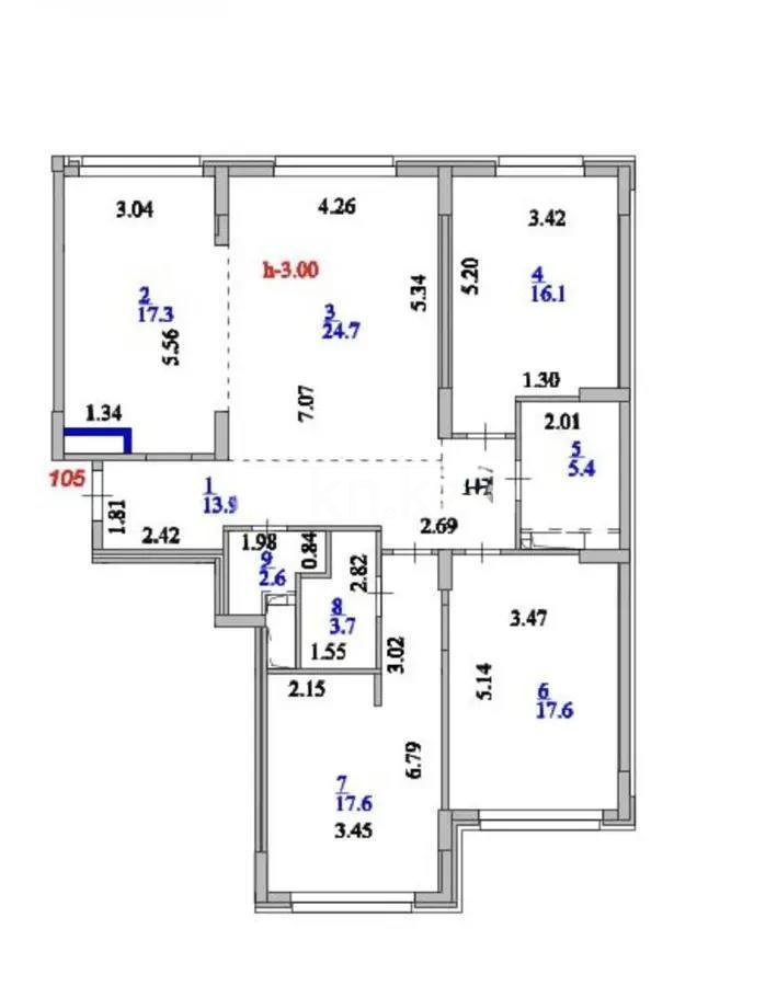 Продажа 4-комнатной квартиры, 118.9 м² в Астане