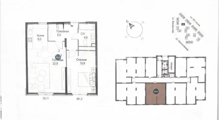 Продажа 2-комнатной квартиры, 59.3 м² в Алматы