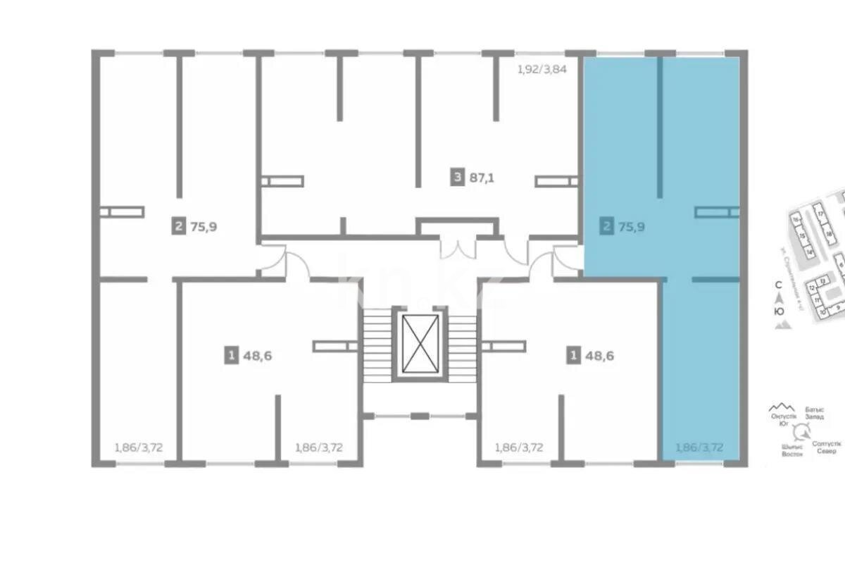 Продажа 2-комнатной квартиры, 75.9 м² в Алматы