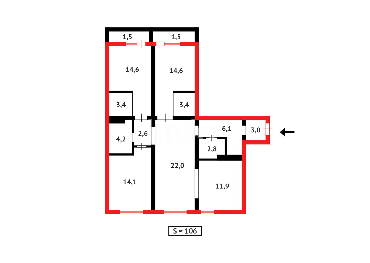 Продажа 4-комнатной квартиры, 107 м² в Астане - фото 16