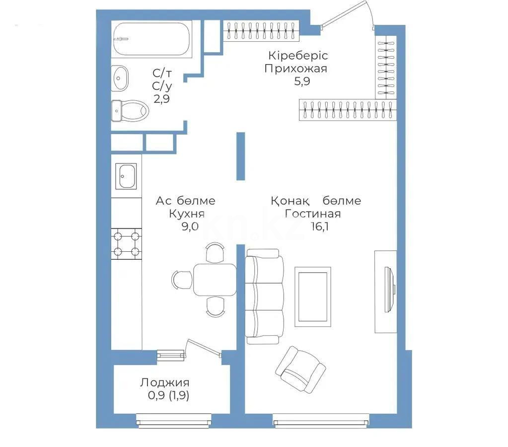 Продажа 1-комнатной квартиры, 35 м², пр. Райымбека, дом  590/15 в Алматы
