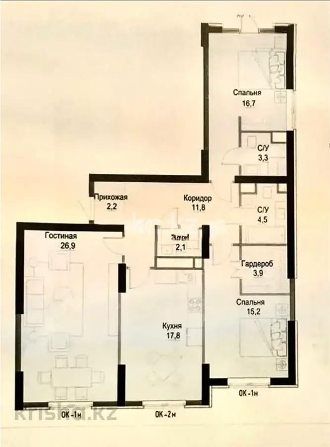 Продажа 3-комнатной квартиры, 107.6 м², ул. Жандосова, дом  94а в Алматы - фото 3