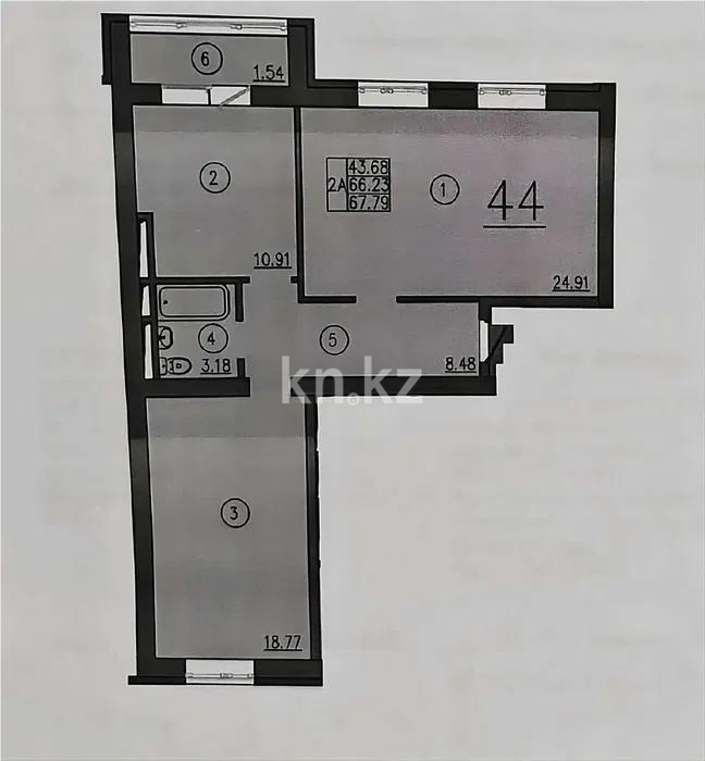 Продажа 2-комнатной квартиры, 68.4 м² в Астане - фото 3