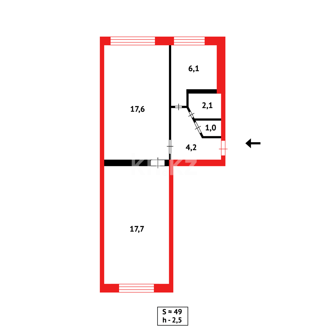 Продажа 2-комнатной квартиры, 48 м² в Караганде - фото 8
