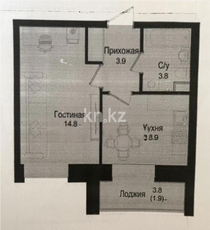 Продажа 1-комнатной квартиры, 33.3 м² в Астане