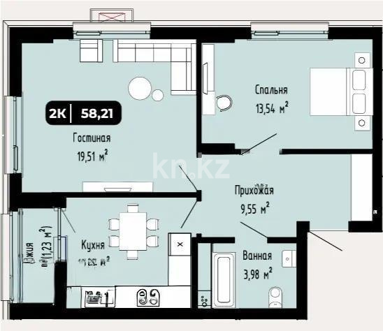 Продажа 2-комнатной квартиры, 58 м² в Астане - фото 3