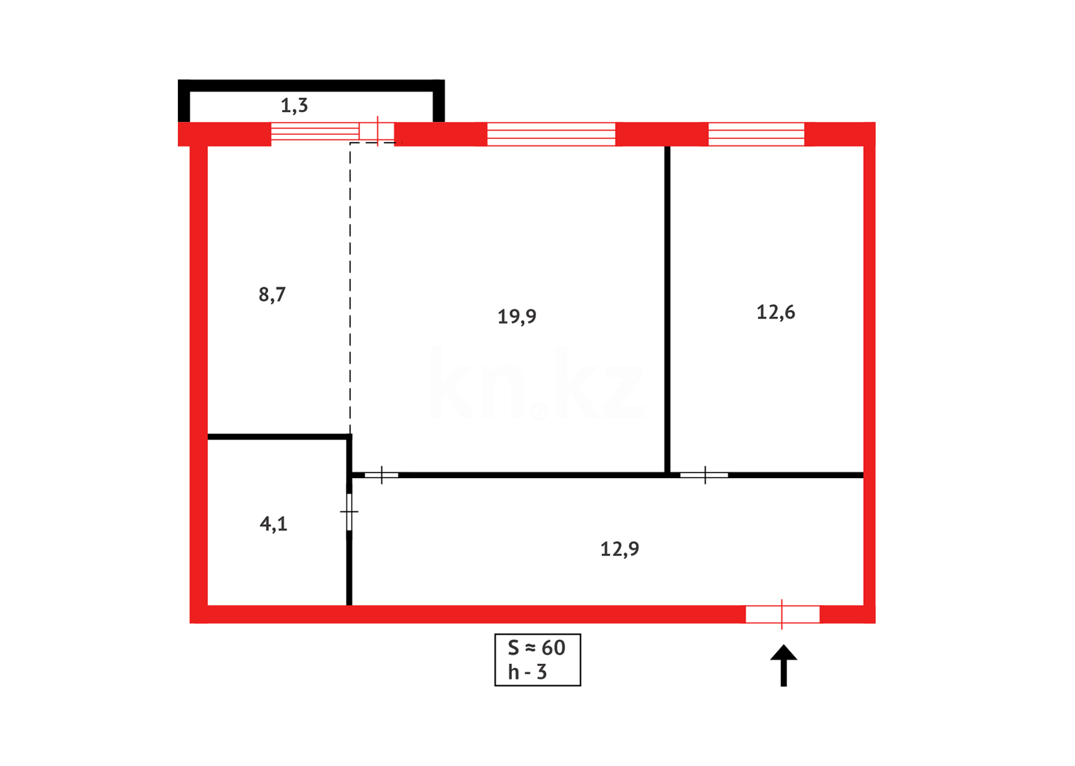 Продажа 2-комнатной квартиры, 60 м², ул. Момышулы, дом  15/2 в Караганде - фото 10