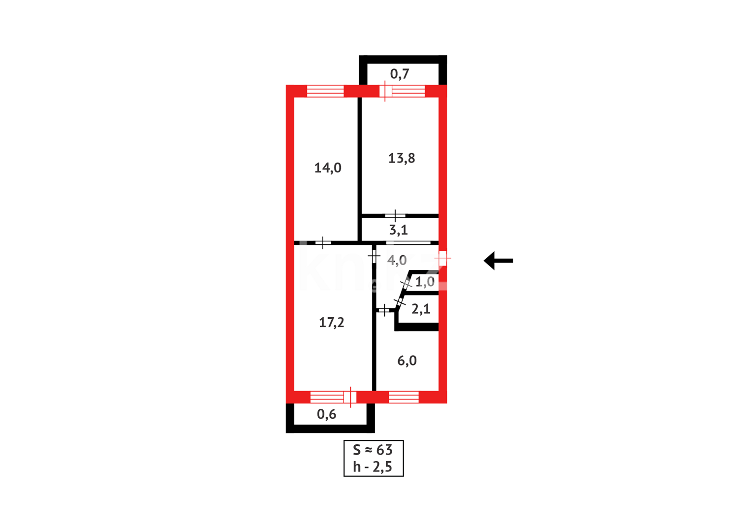 Продажа 3-комнатной квартиры, 62 м² в Караганде - фото 15