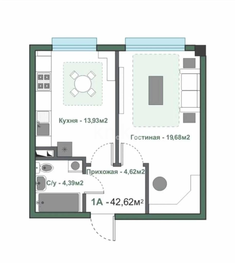 Продажа 2-комнатной квартиры, 43 м² в Алматы