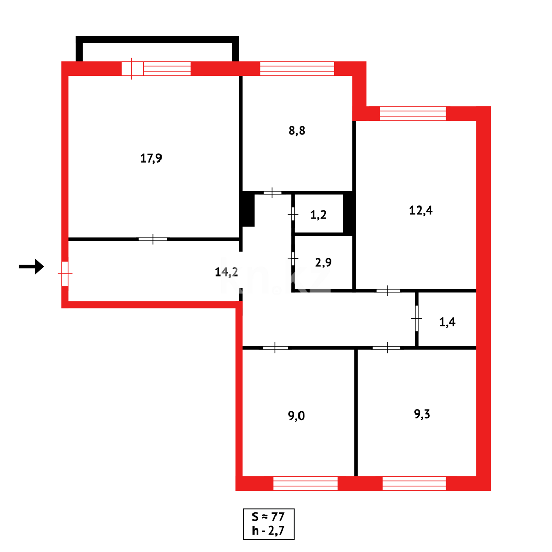 Продажа 4-комнатной квартиры, 77 м² в Караганде - фото 21