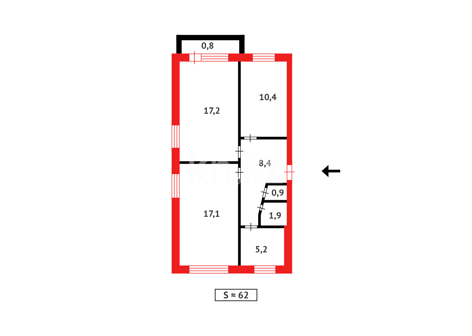 Продажа 3-комнатной квартиры, 61 м², ул. Озёрная в Темиртау - фото 17