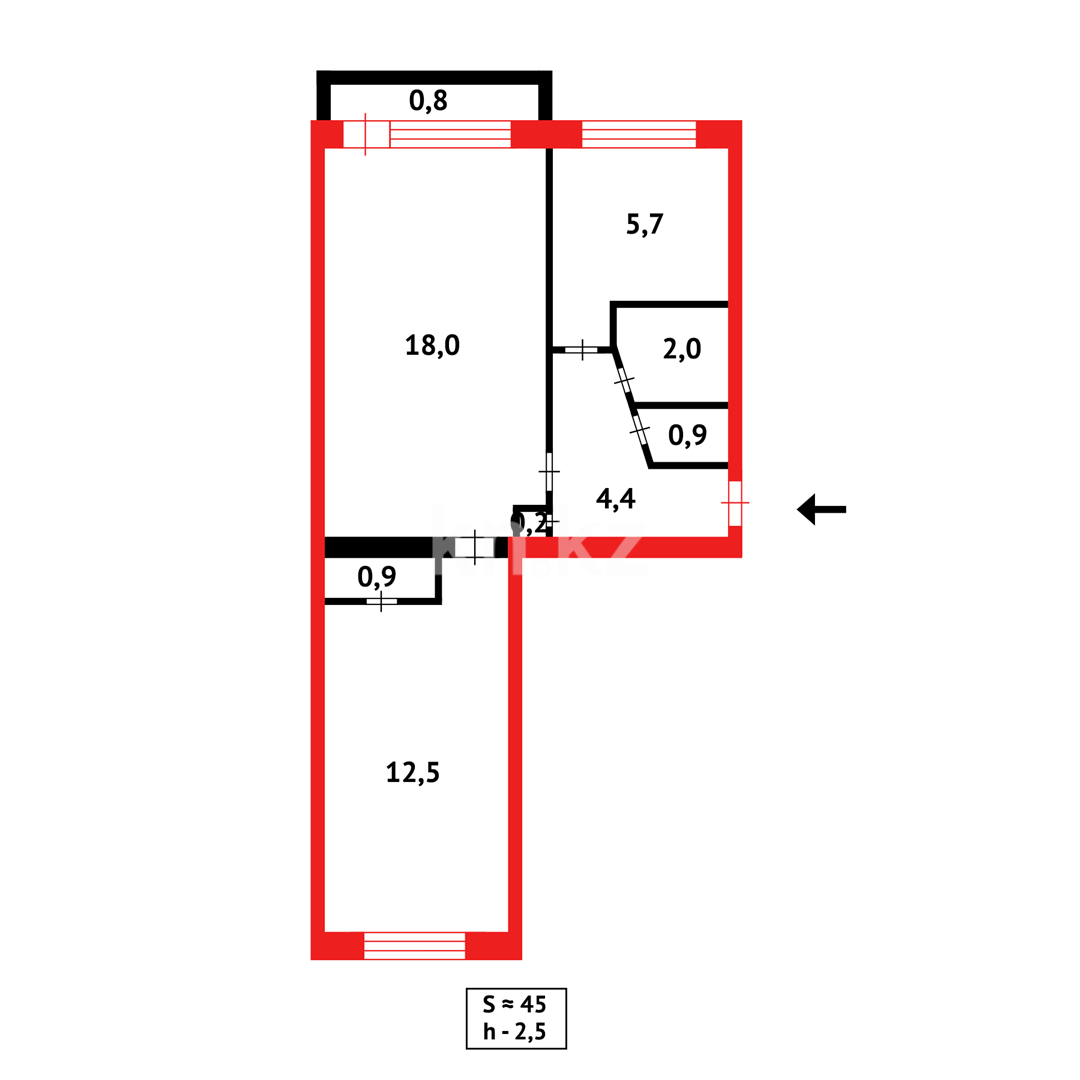 Продажа 2-комнатной квартиры, 44 м², ул. Язева в Караганде - фото 11