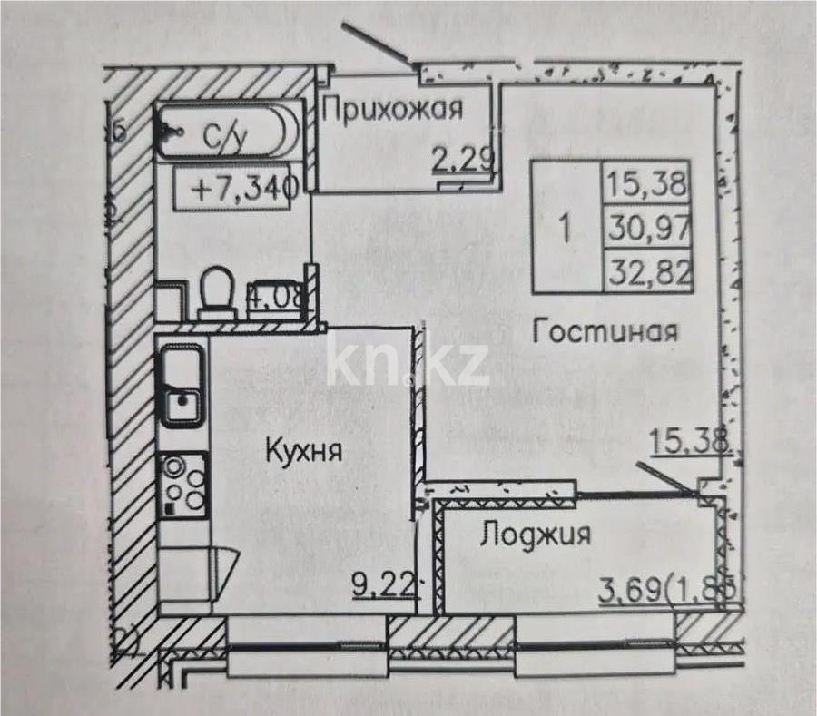 Продажа 1-комнатной квартиры, 33 м², ул. Сыганак, дом  12 стр в Астане
