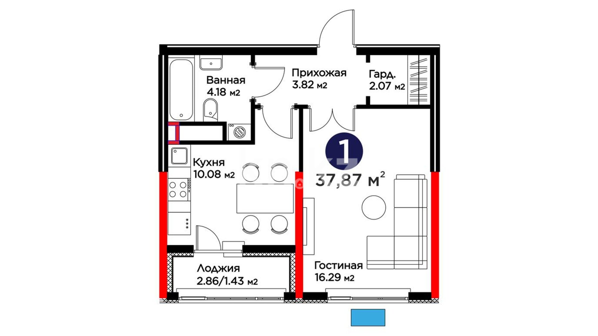 ЖК UIA. BIRLIK, 1-комнатная, цена 25 433 200 ₸, 670 000 ₸&nbsp;/&nbsp;м²