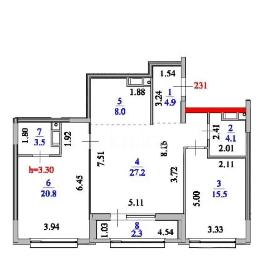 Продажа 3-комнатной квартиры, 86.3 м² в Астане