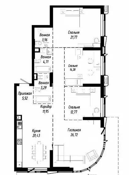 Продажа 4-комнатной квартиры, 135 м² в Астане