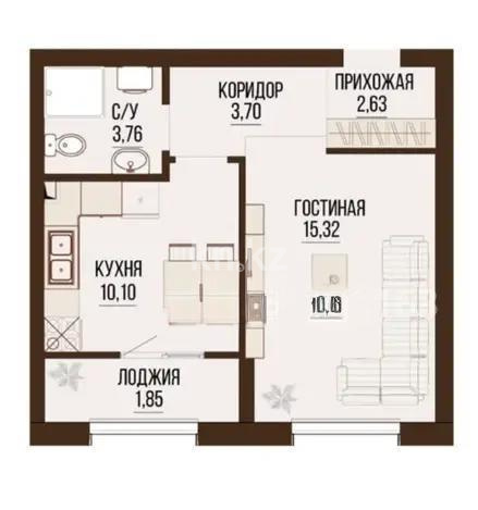 Продажа 1-комнатной квартиры, 37.34 м² в Алматы