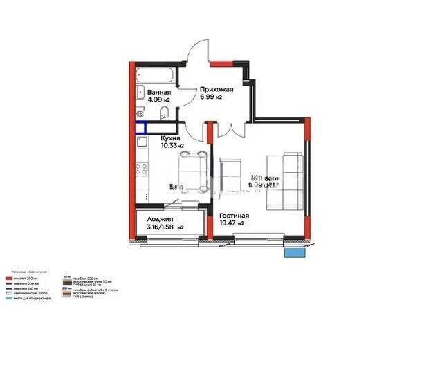 Продажа 1-комнатной квартиры, 43 м² в Астане