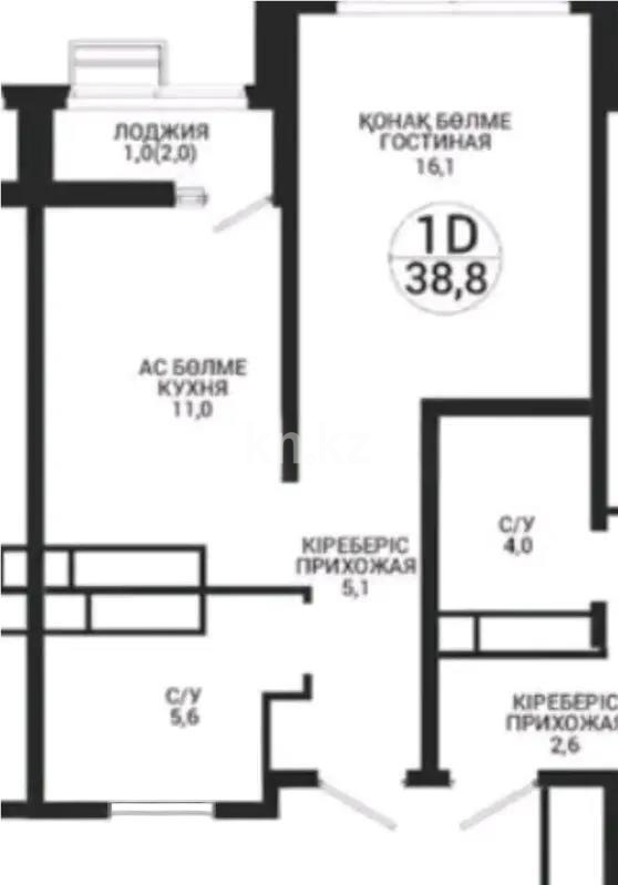 Продажа 1-комнатной квартиры, 39 м² в Астане