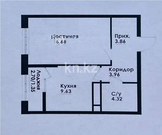 Продажа 1-комнатной квартиры, 39.8 м², ул. Толе би, дом  290/1 в Алматы