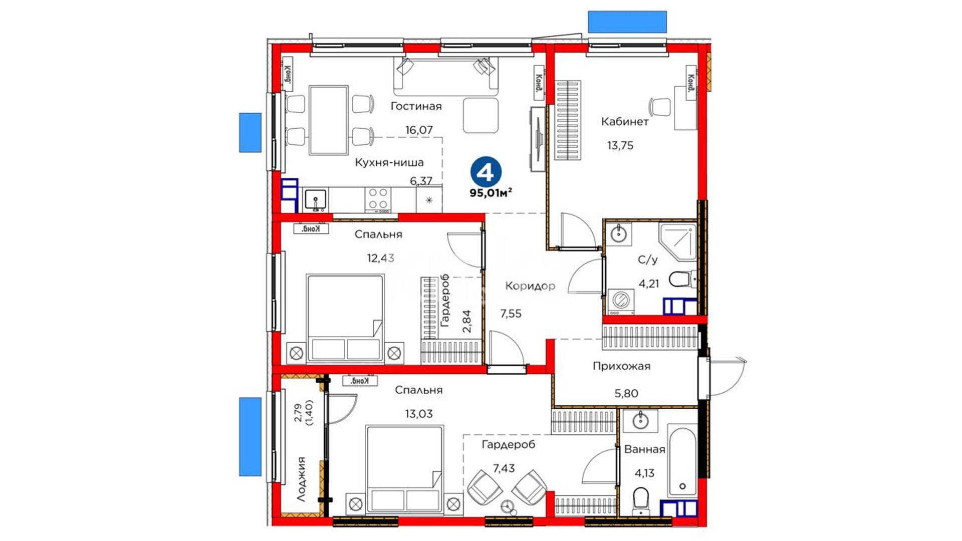 ЖК Dream City. Eco, 4-комнатная, цена 54 155 700 ₸, 570 000 ₸&nbsp;/&nbsp;м²