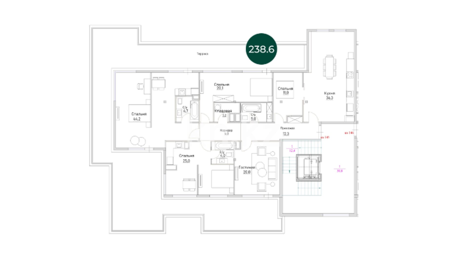 ЖК La Verde, 3-комнатная, цена 417 550 000 ₸, 1 750 000 ₸&nbsp;/&nbsp;м²