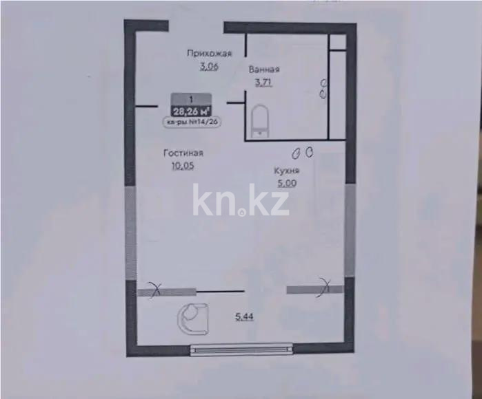 Продажа 1-комнатной квартиры, 28.31 м² в Алматы