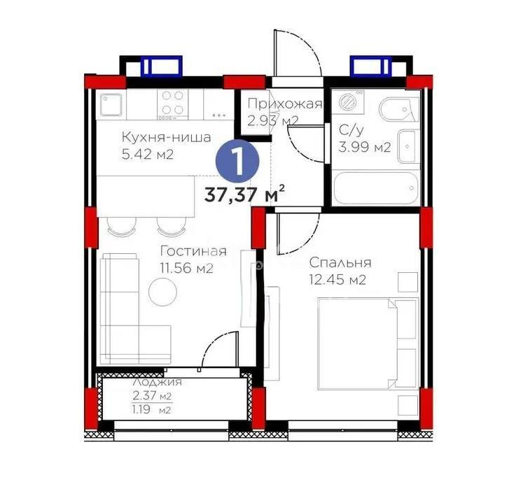 Продажа 2-комнатной квартиры, 37.37 м² в Астане - фото 5