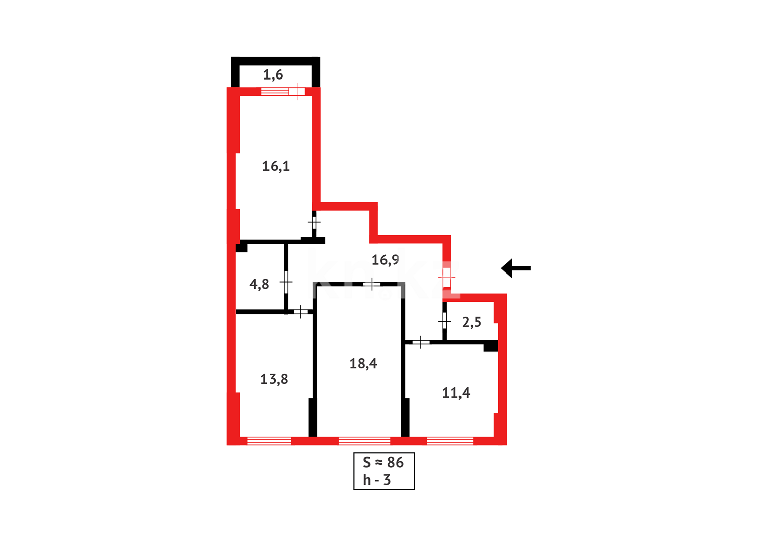 Продажа 3-комнатной квартиры, 86 м² в Астане - фото 18