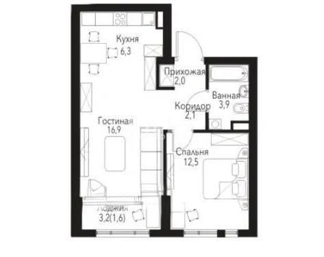 Продажа 2-комнатной квартиры, 45.3 м², ул. Рыскулова, дом  2б/1 в Алматы