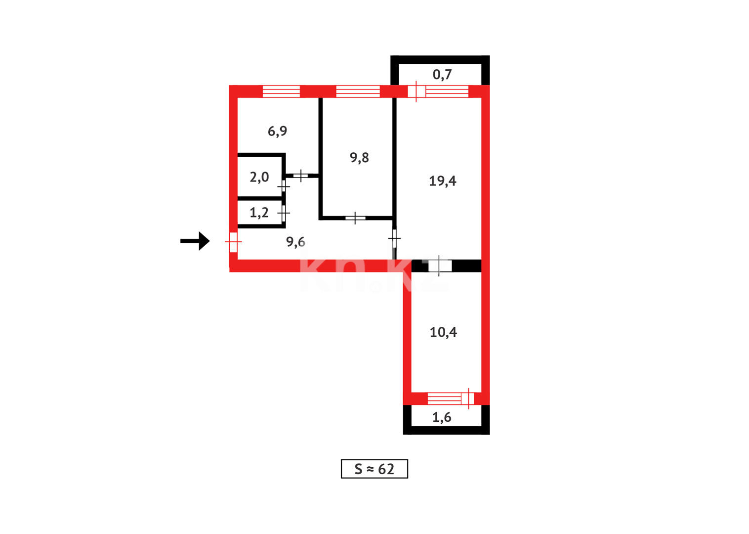 Продажа 3-комнатной квартиры, 64 м² в Караганде - фото 9