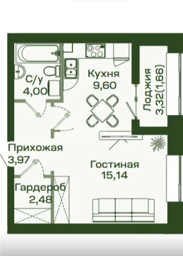 Продажа 1-комнатной квартиры, 37 м² в Астане