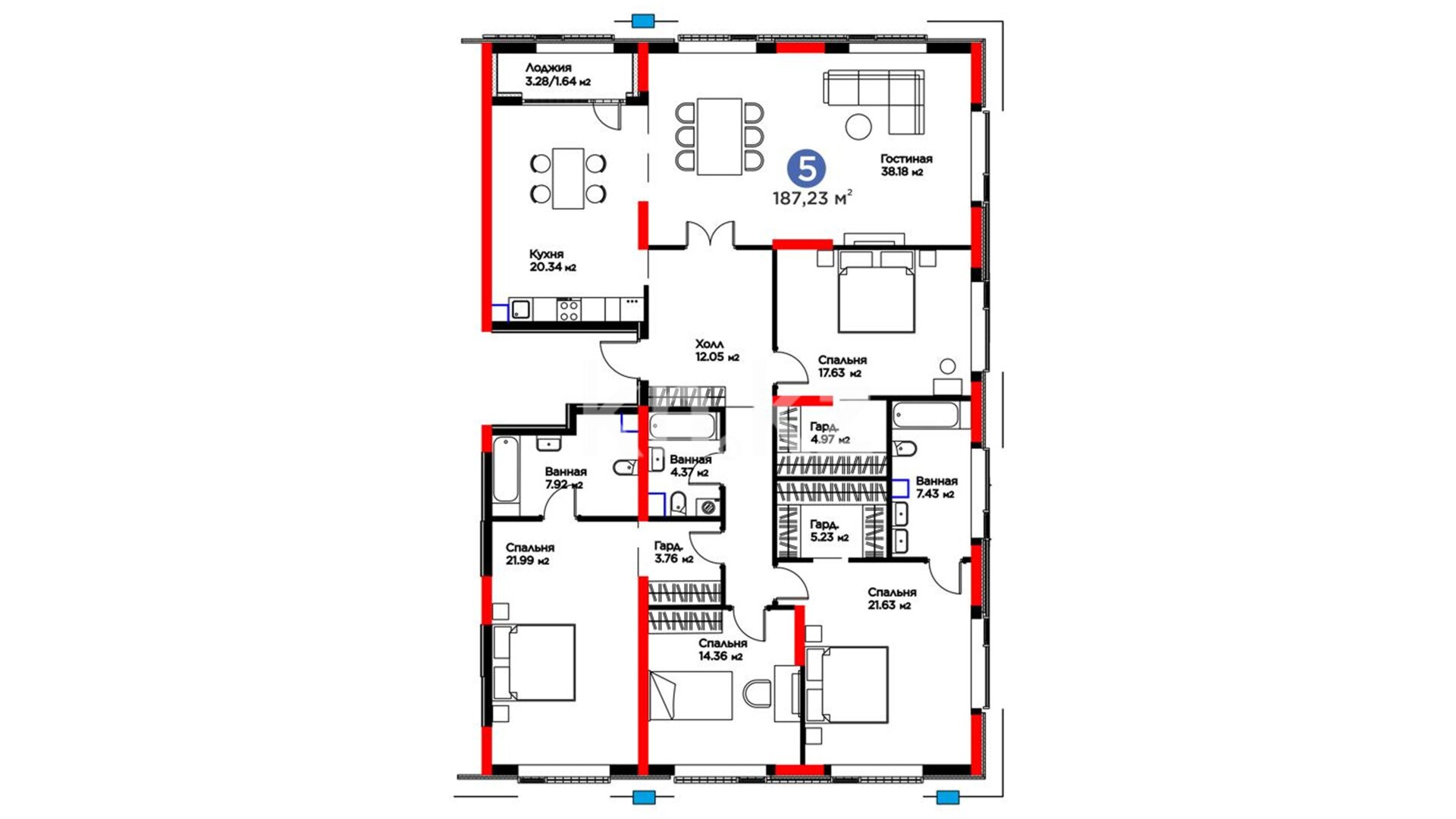 ЖК GreenLine.4YOU, 5-комнатная, цена 151 150 779 ₸, 807 300 ₸&nbsp;/&nbsp;м²