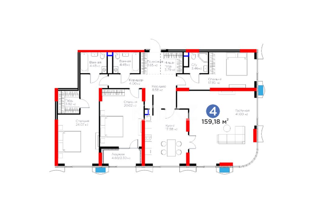 ЖК GreenLine.Prima, 4-комнатная, цена 177 167 340 ₸, 1 113 000 ₸&nbsp;/&nbsp;м²