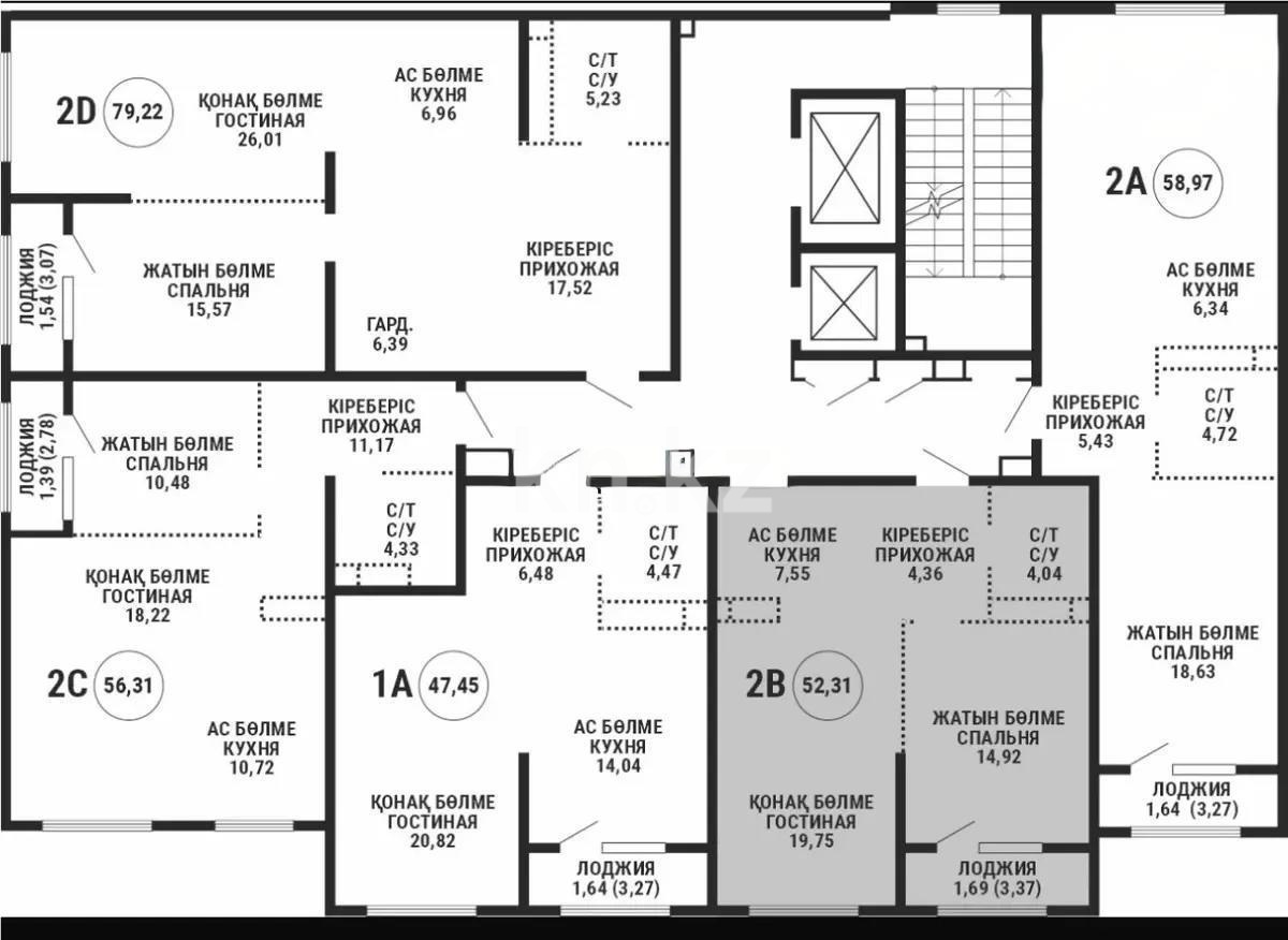 Продажа 2-комнатной квартиры, 51.5 м² в Алматы - фото 2
