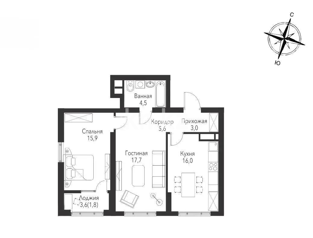Продажа 2-комнатной квартиры, 65.3 м² в Алматы - фото 6