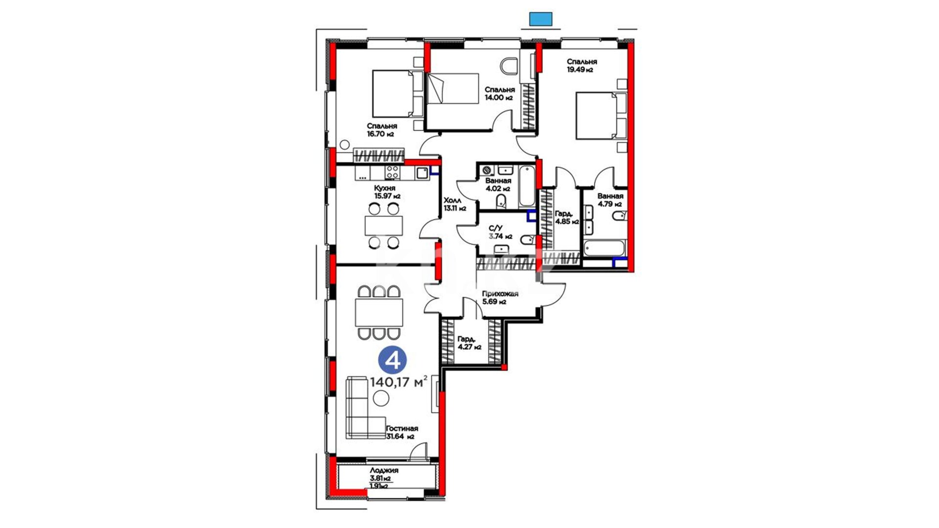 ЖК GreenLine.4YOU, 4-комнатная, цена 121 367 025 ₸, 877 500 ₸&nbsp;/&nbsp;м²