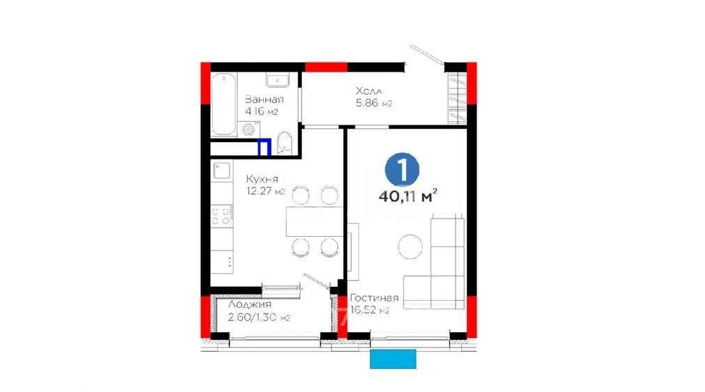 Продажа 1-комнатной квартиры, 40 м², ул. Бухар жырау, дом  57/6 в Астане