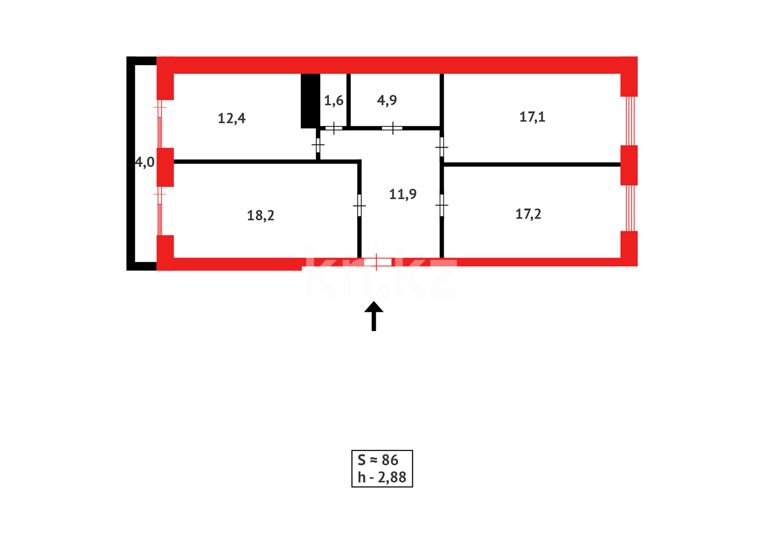 Продажа 3-комнатной квартиры, 86 м² в Караганде - фото 16