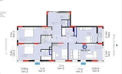 Продажа 4-комнатной квартиры, 126.8 м² в Астане