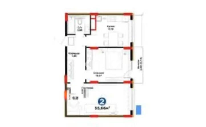 Продажа 2-комнатной квартиры, 55 м² в Астане