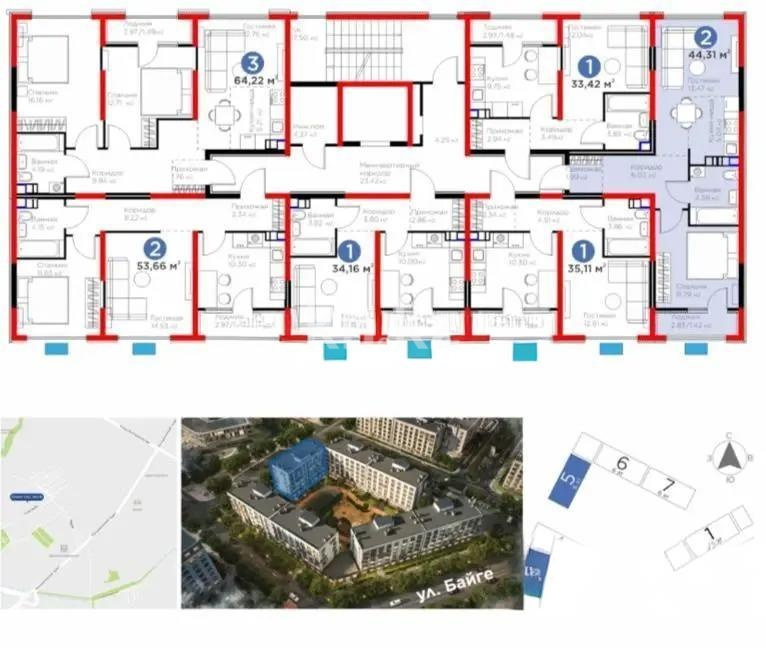 Продажа 2-комнатной квартиры, 44.31 м² в Алматы