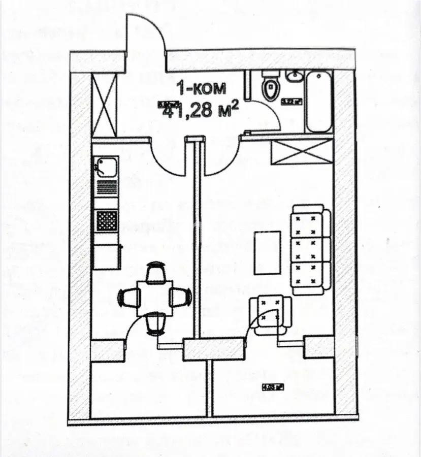 Продажа 1-комнатной квартиры, 41.28 м² в Астане