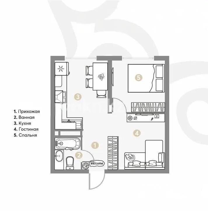 Продажа 1-комнатной квартиры, 45.4 м² в Алматы