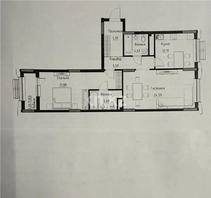 Продажа 2-комнатной квартиры, 82 м² в Астане