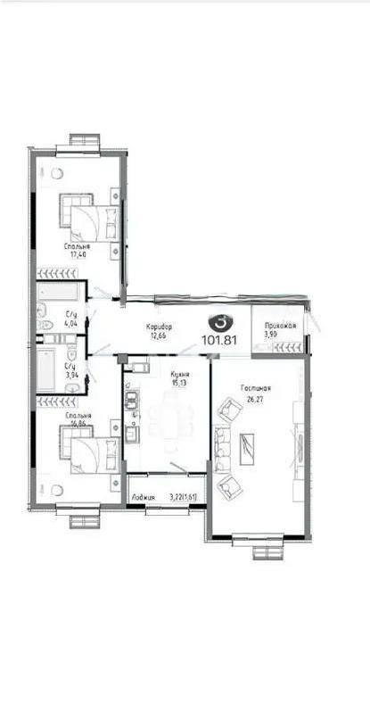 Продажа 3-комнатной квартиры, 102 м², пр. Абая, дом  165/1 в Алматы - фото 5