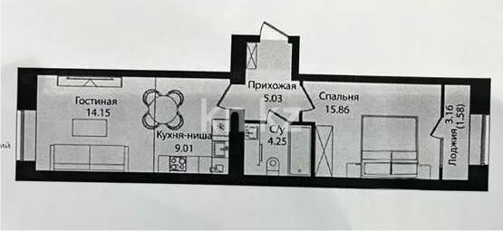 Продажа 2-комнатной квартиры, 50 м², ул. Е-15, дом  16 в Астане
