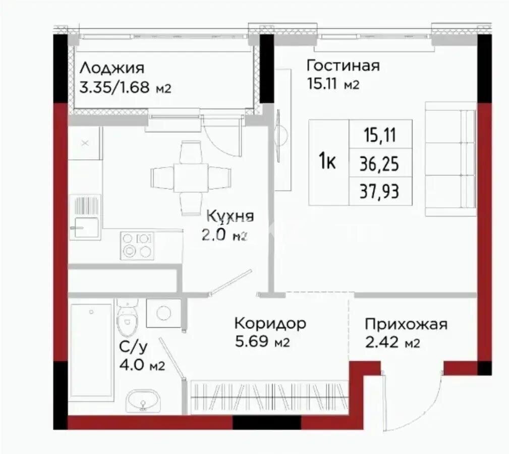 Продажа 1-комнатной квартиры, 38 м² в Астане
