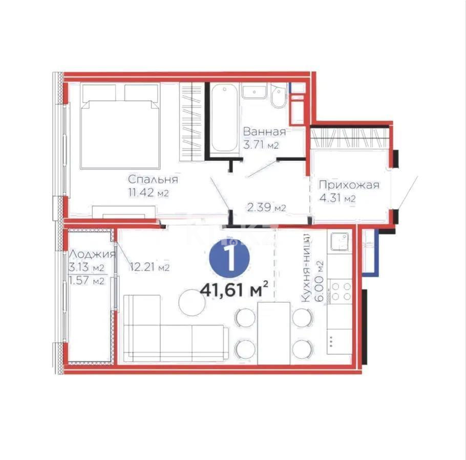 Продажа 2-комнатной квартиры, 42 м² в Астане